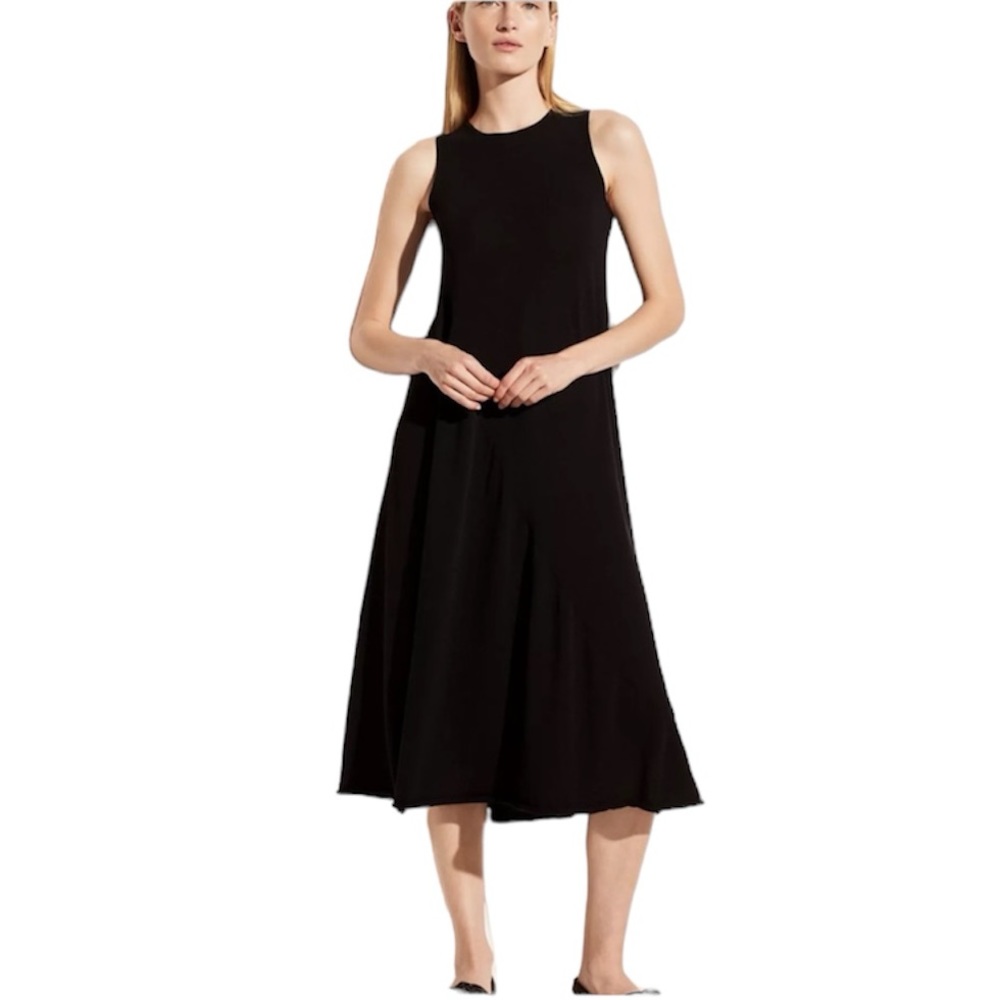 Vince | Like new crew tank dress black midi dress sleeveless cotton size extra…